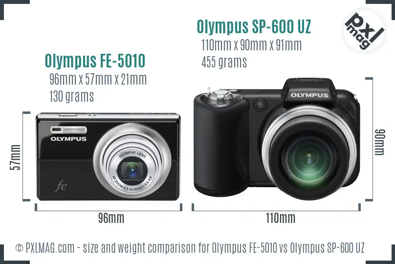 Olympus FE-5010 vs Olympus SP-600 UZ size comparison