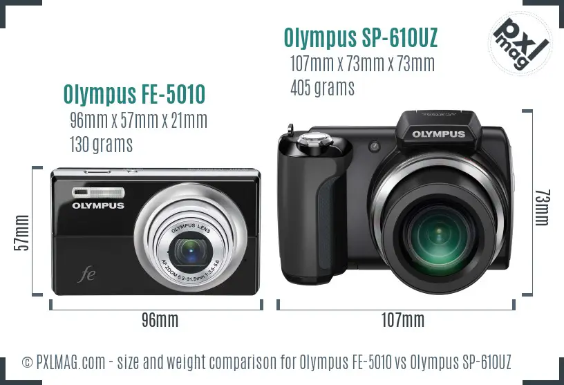 Olympus FE-5010 vs Olympus SP-610UZ size comparison