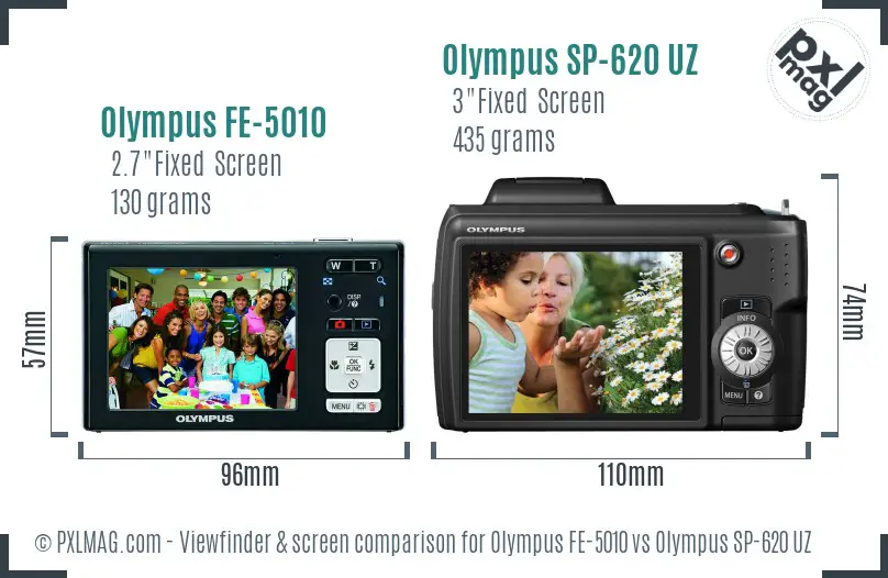 Olympus FE-5010 vs Olympus SP-620 UZ Screen and Viewfinder comparison