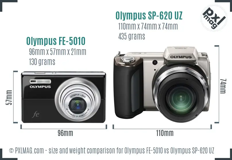 Olympus FE-5010 vs Olympus SP-620 UZ size comparison