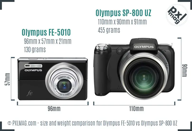Olympus FE-5010 vs Olympus SP-800 UZ size comparison
