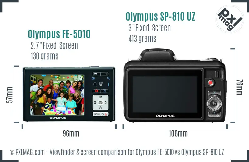 Olympus FE-5010 vs Olympus SP-810 UZ Screen and Viewfinder comparison