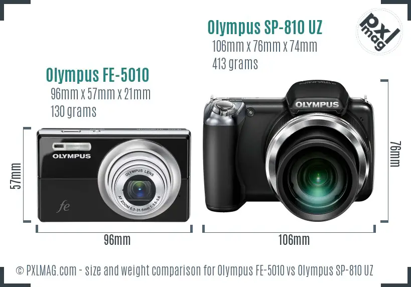 Olympus FE-5010 vs Olympus SP-810 UZ size comparison