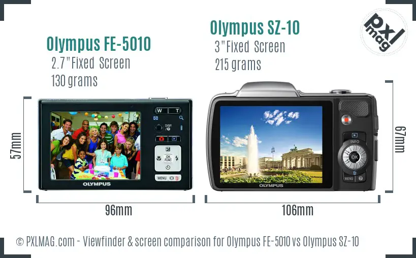 Olympus FE-5010 vs Olympus SZ-10 Screen and Viewfinder comparison