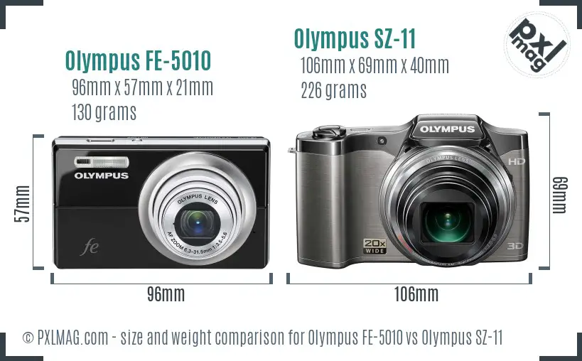 Olympus FE-5010 vs Olympus SZ-11 size comparison