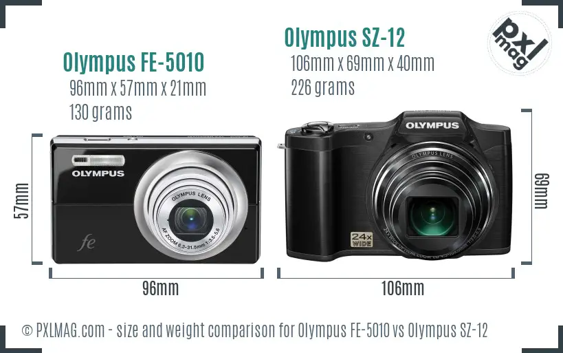 Olympus FE-5010 vs Olympus SZ-12 size comparison