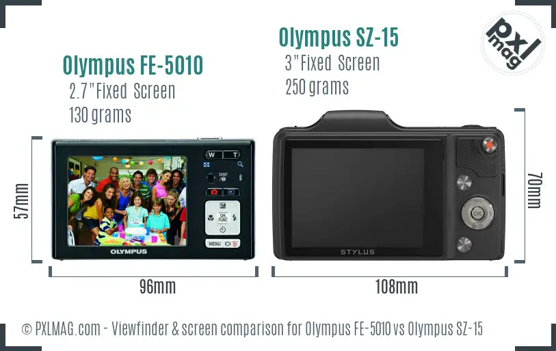 Olympus FE-5010 vs Olympus SZ-15 Screen and Viewfinder comparison