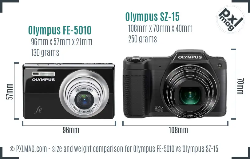 Olympus FE-5010 vs Olympus SZ-15 size comparison