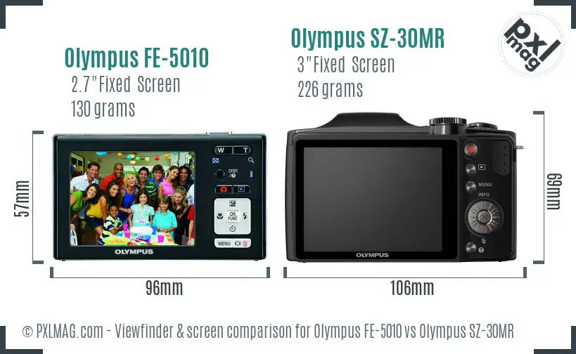 Olympus FE-5010 vs Olympus SZ-30MR Screen and Viewfinder comparison