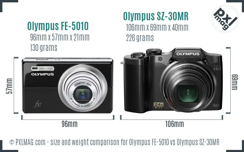 Olympus FE-5010 vs Olympus SZ-30MR size comparison