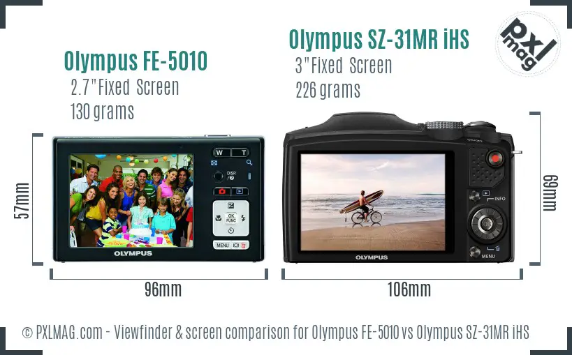 Olympus FE-5010 vs Olympus SZ-31MR iHS Screen and Viewfinder comparison