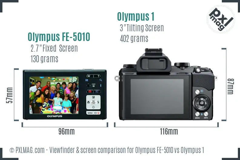 Olympus FE-5010 vs Olympus 1 Screen and Viewfinder comparison