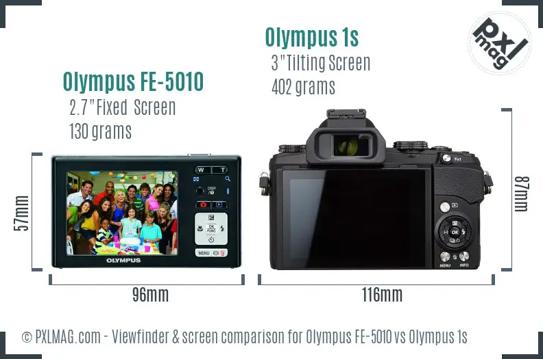 Olympus FE-5010 vs Olympus 1s Screen and Viewfinder comparison