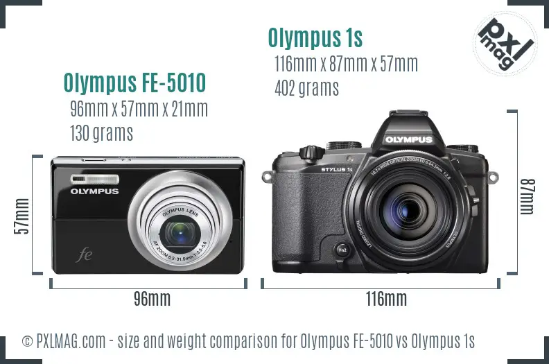 Olympus FE-5010 vs Olympus 1s size comparison