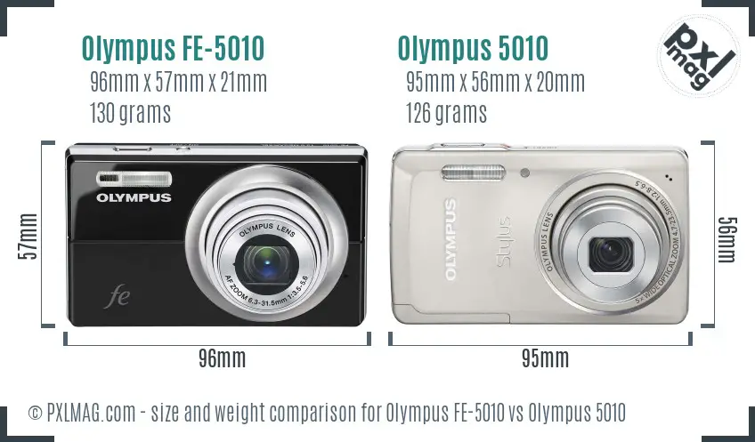Olympus FE-5010 vs Olympus 5010 size comparison
