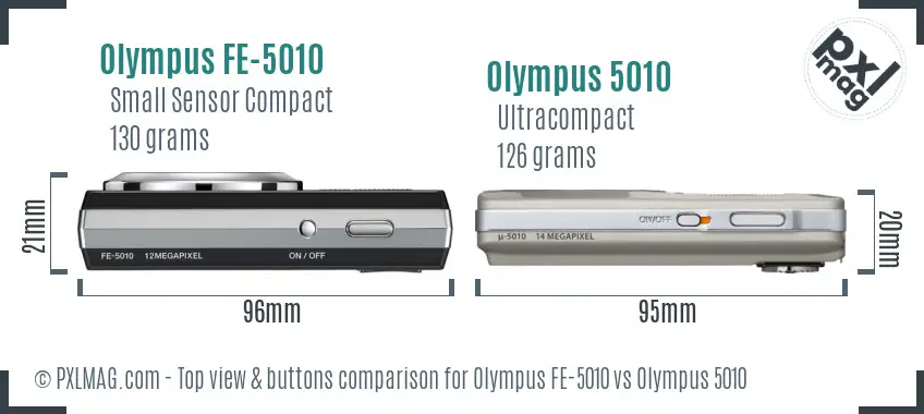 Olympus FE-5010 vs Olympus 5010 top view buttons comparison