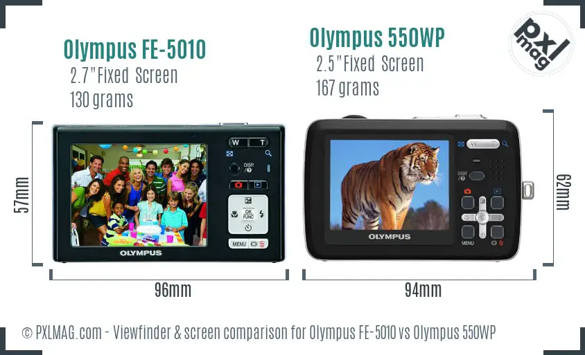 Olympus FE-5010 vs Olympus 550WP Screen and Viewfinder comparison