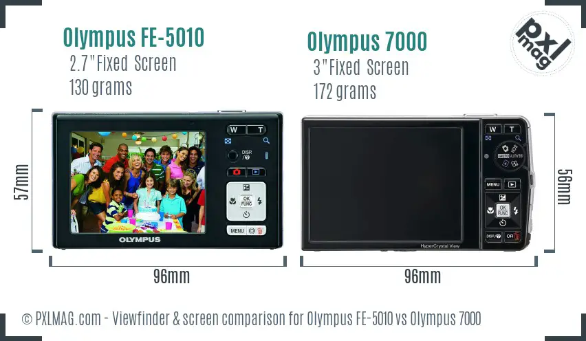 Olympus FE-5010 vs Olympus 7000 Screen and Viewfinder comparison