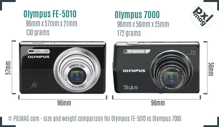 Olympus FE-5010 vs Olympus 7000 size comparison