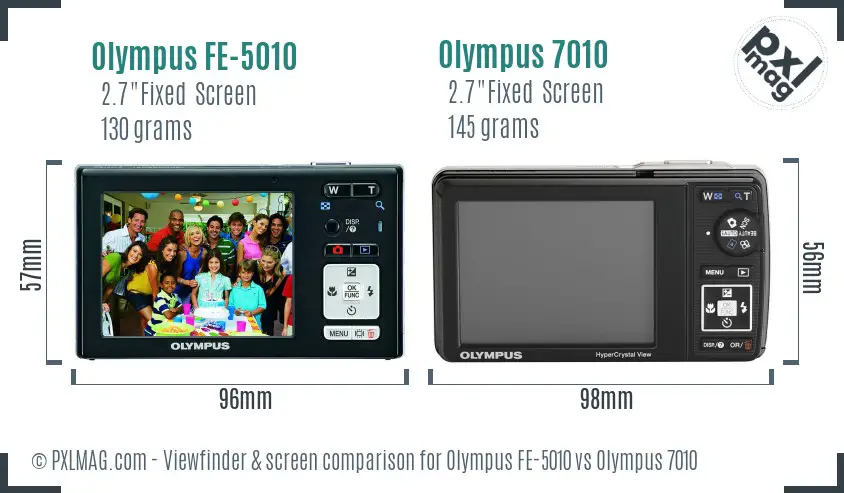 Olympus FE-5010 vs Olympus 7010 Screen and Viewfinder comparison