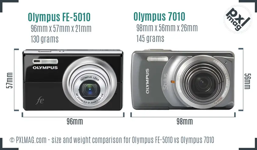 Olympus FE-5010 vs Olympus 7010 size comparison