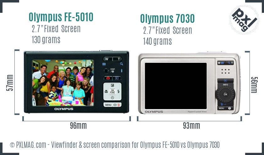 Olympus FE-5010 vs Olympus 7030 Screen and Viewfinder comparison