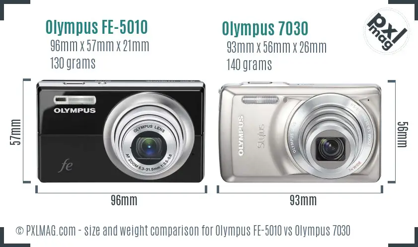 Olympus FE-5010 vs Olympus 7030 size comparison