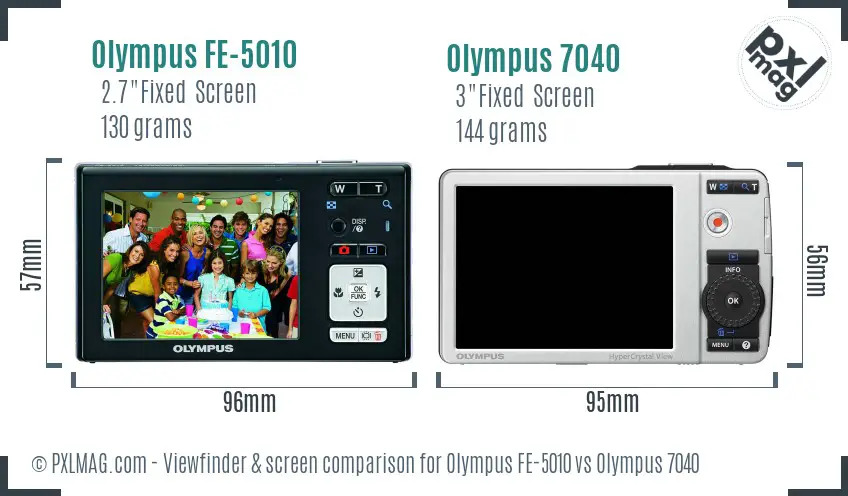 Olympus FE-5010 vs Olympus 7040 Screen and Viewfinder comparison