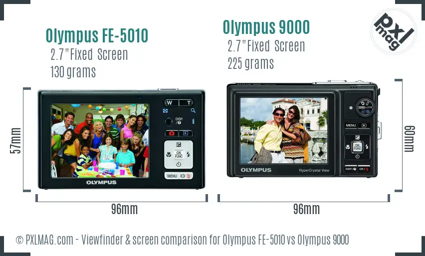 Olympus FE-5010 vs Olympus 9000 Screen and Viewfinder comparison