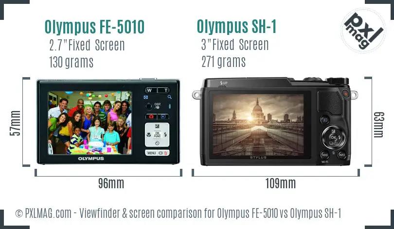 Olympus FE-5010 vs Olympus SH-1 Screen and Viewfinder comparison