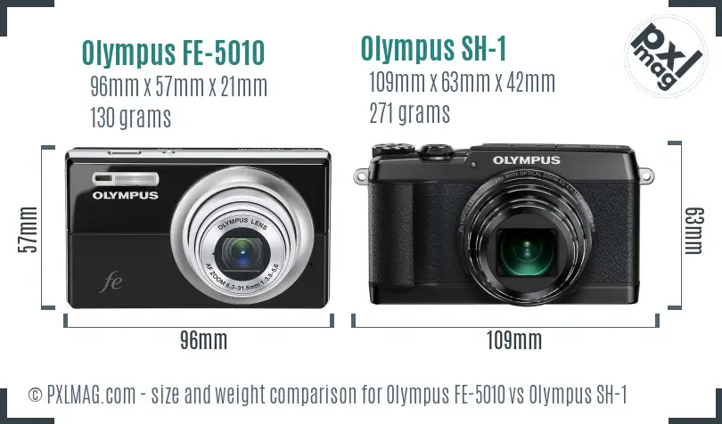 Olympus FE-5010 vs Olympus SH-1 size comparison
