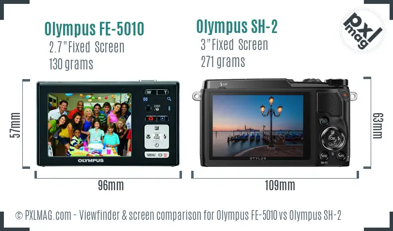 Olympus FE-5010 vs Olympus SH-2 Screen and Viewfinder comparison
