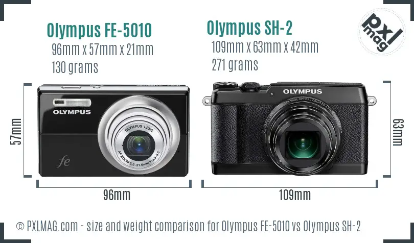 Olympus FE-5010 vs Olympus SH-2 size comparison