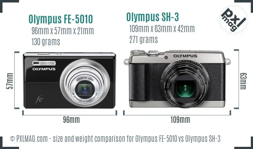 Olympus FE-5010 vs Olympus SH-3 size comparison