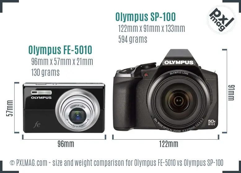 Olympus FE-5010 vs Olympus SP-100 size comparison