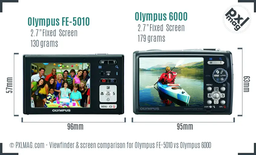 Olympus FE-5010 vs Olympus 6000 Screen and Viewfinder comparison