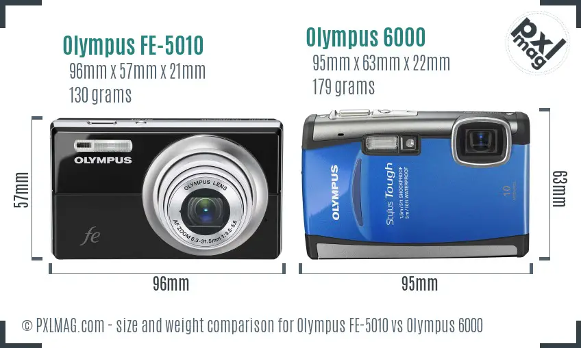 Olympus FE-5010 vs Olympus 6000 size comparison