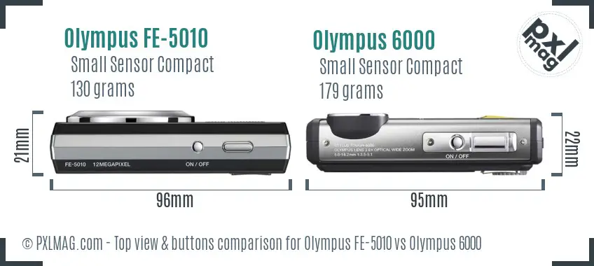 Olympus FE-5010 vs Olympus 6000 top view buttons comparison