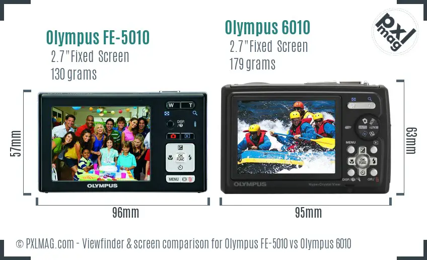 Olympus FE-5010 vs Olympus 6010 Screen and Viewfinder comparison