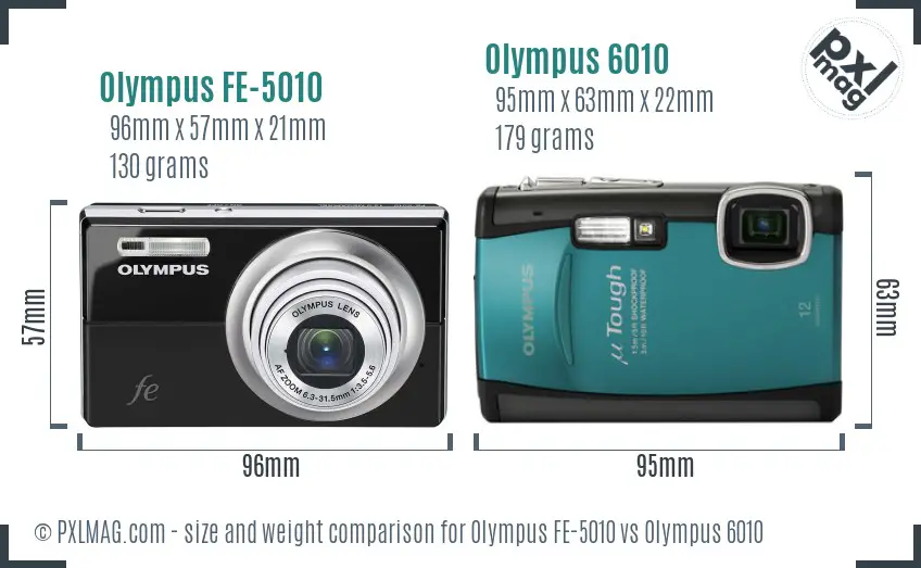 Olympus FE-5010 vs Olympus 6010 size comparison