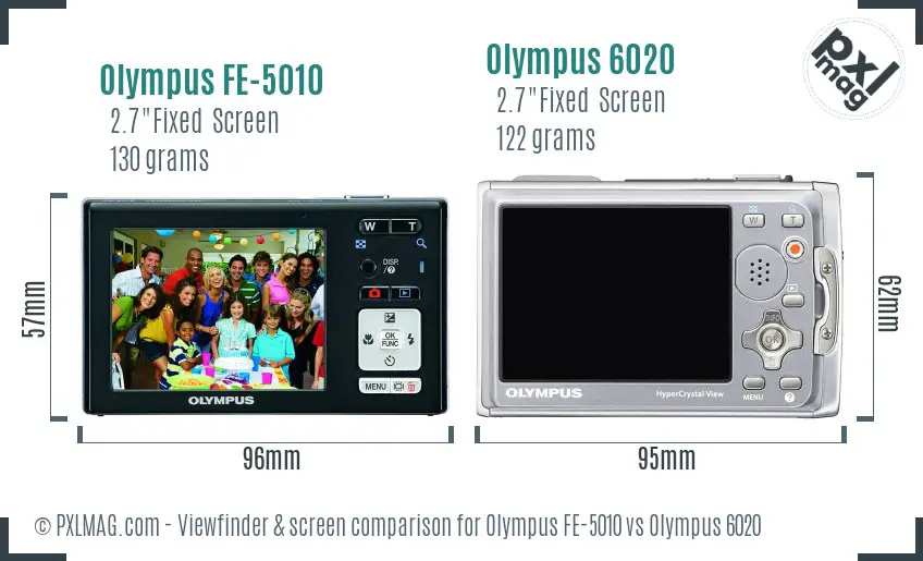 Olympus FE-5010 vs Olympus 6020 Screen and Viewfinder comparison