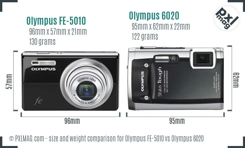 Olympus FE-5010 vs Olympus 6020 size comparison