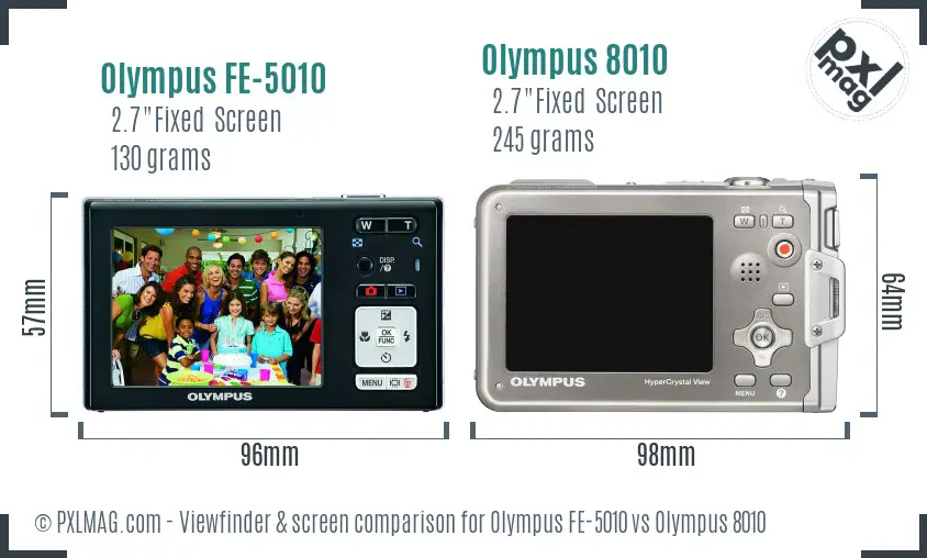 Olympus FE-5010 vs Olympus 8010 Screen and Viewfinder comparison
