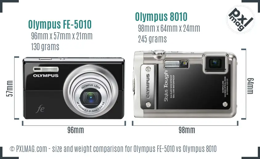 Olympus FE-5010 vs Olympus 8010 size comparison