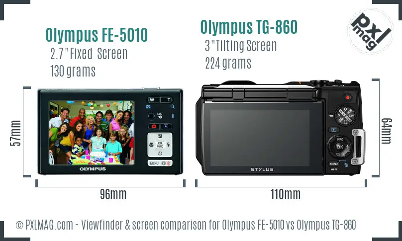 Olympus FE-5010 vs Olympus TG-860 Screen and Viewfinder comparison