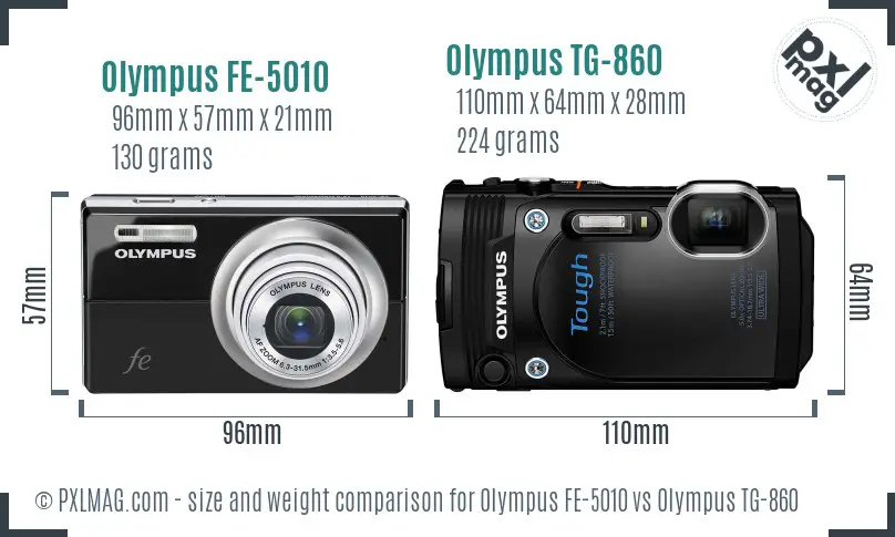 Olympus FE-5010 vs Olympus TG-860 size comparison