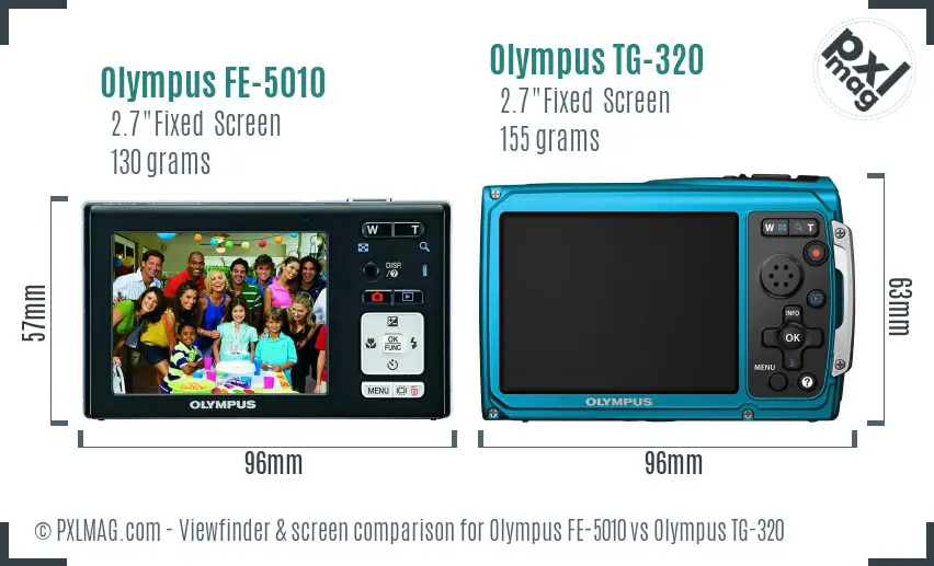 Olympus FE-5010 vs Olympus TG-320 Screen and Viewfinder comparison