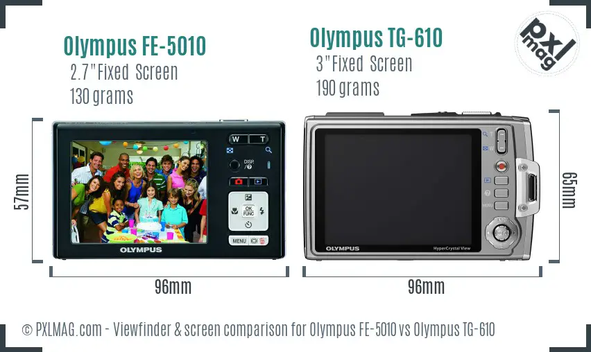 Olympus FE-5010 vs Olympus TG-610 Screen and Viewfinder comparison