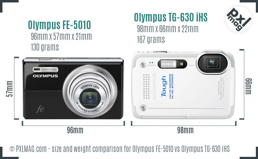 Olympus FE-5010 vs Olympus TG-630 iHS size comparison