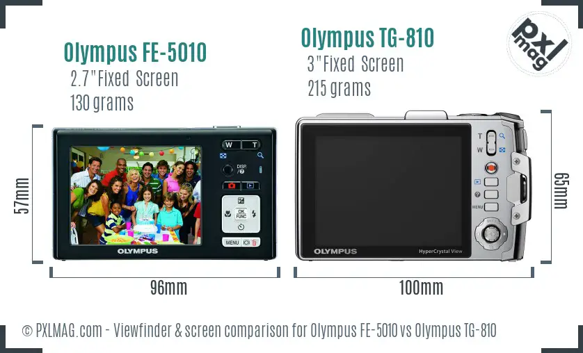 Olympus FE-5010 vs Olympus TG-810 Screen and Viewfinder comparison